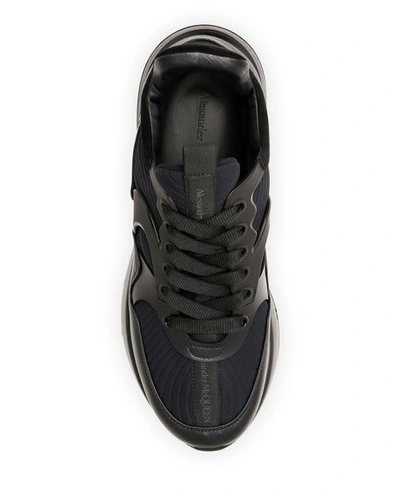 Shop Alexander Mcqueen Men's Tonal Oversized Runner Sneakers In Black/silver
