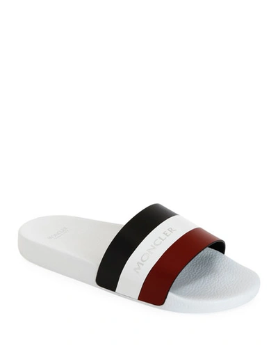 Shop Moncler Men's Basile Slide Sandals In White