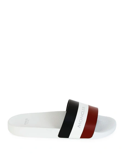 Shop Moncler Men's Basile Slide Sandals In White