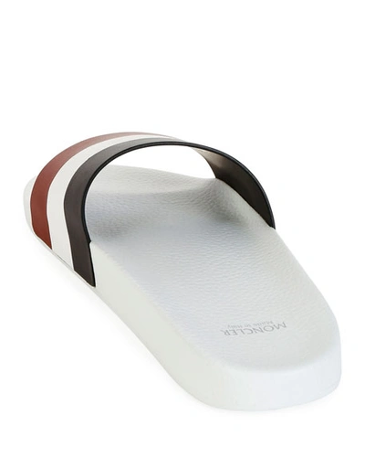 Shop Moncler Men's Basile Slide Sandals In White