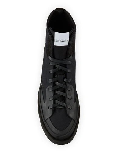 Shop Givenchy Men's Clapham Logo High-top Sneakers In Black