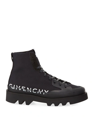 Shop Givenchy Men's Clapham Logo High-top Sneakers In Black