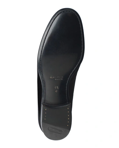 Shop Santoni Men's Logan Velvet Loafers In Black