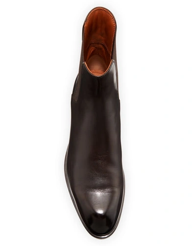 Shop Ermenegildo Zegna Men's Leather Chelsea Boots In Brown