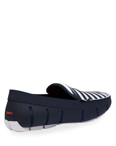 Shop Swims Men's Striped Mesh/rubber Venetian Driver Loafers In Navy
