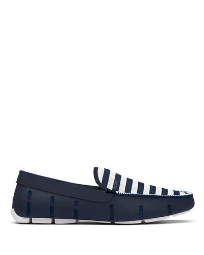 Shop Swims Men's Striped Mesh/rubber Venetian Driver Loafers In Navy