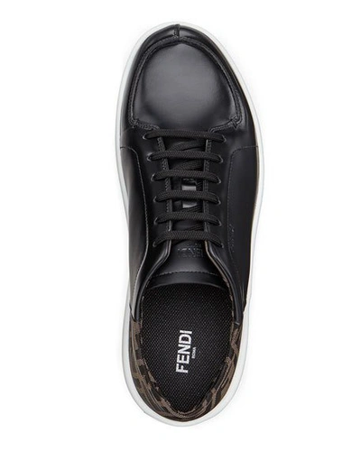 Shop Fendi Men's Logo-back Chunky Leather Sneakers In Black/brown