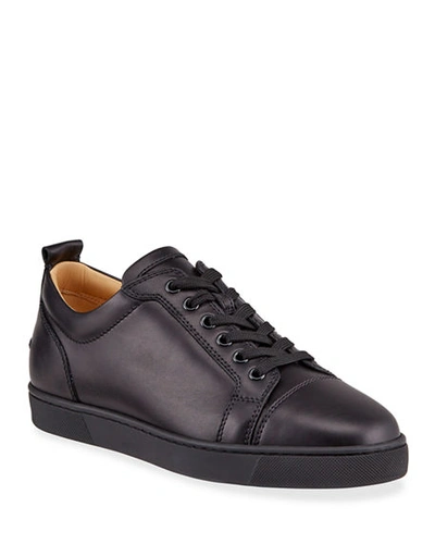 Shop Christian Louboutin Men's Louis Junior Leather Red Sole Sneakers In Black