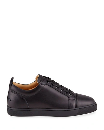 Shop Christian Louboutin Men's Louis Junior Leather Red Sole Sneakers In Black