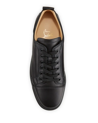 Shop Christian Louboutin Men's Louis Junior Leather Red Sole Sneakers In Black