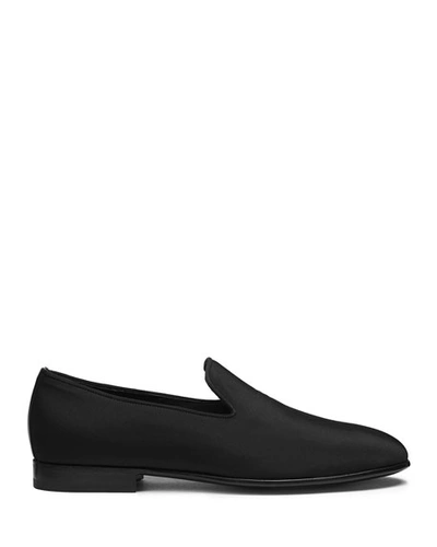 Shop Santoni Men's Lana Grosgrain Loafers In Black