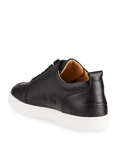 Shop Christian Louboutin Men's Rantulow Leather Low-top Sneakers In Black