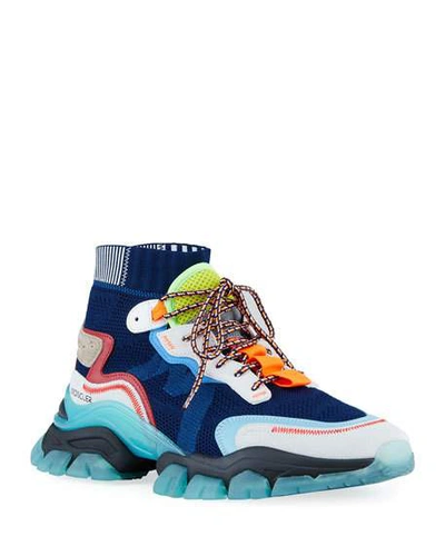 Shop Moncler Men's Leave No Trace High-top Sock Sneakers In Multi