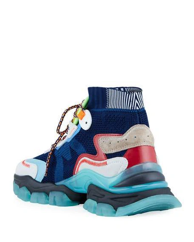 Shop Moncler Men's Leave No Trace High-top Sock Sneakers In Multi