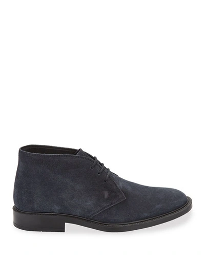 Shop Tod's Men's Polacco Suede Chukka Boots In Blue