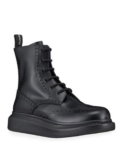 Shop Alexander Mcqueen Men's Brogue Lace-up Boot Sneakers In Black