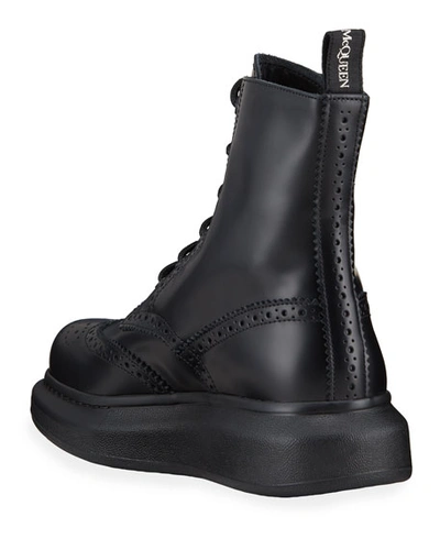 Shop Alexander Mcqueen Men's Brogue Lace-up Boot Sneakers In Black