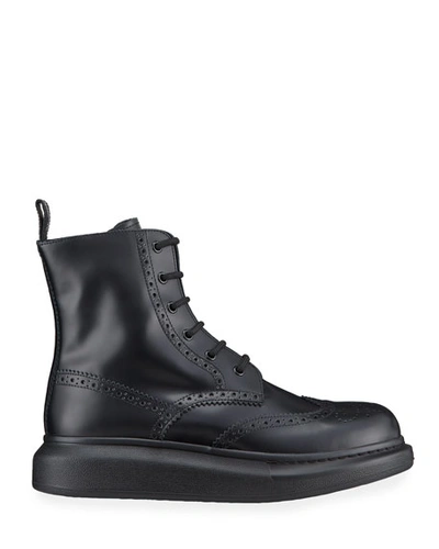 Shop Alexander Mcqueen Men's Brogue Lace-up Boot Sneakers In Black