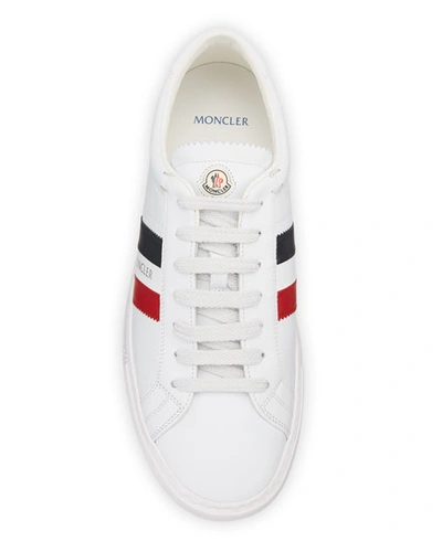 Shop Moncler Men's Monaco Caged Logo Sneakers In White
