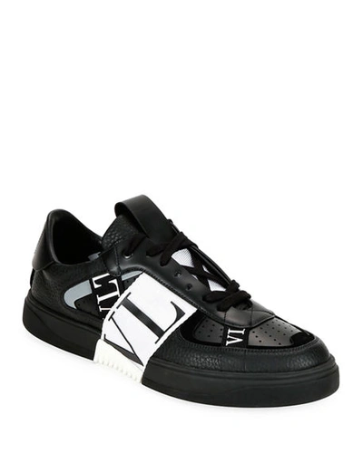 Shop Valentino Men's Vltn Low-top Sneakers In Black/white