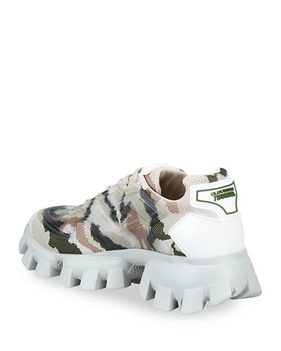 Shop Prada Men's Rubber Knit Camouflage Sneakers In Green