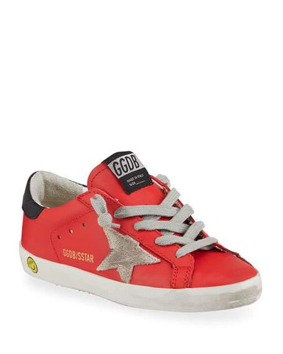 Shop Golden Goose Superstar Leather Low-top Sneakers, Toddler/kids In Orange