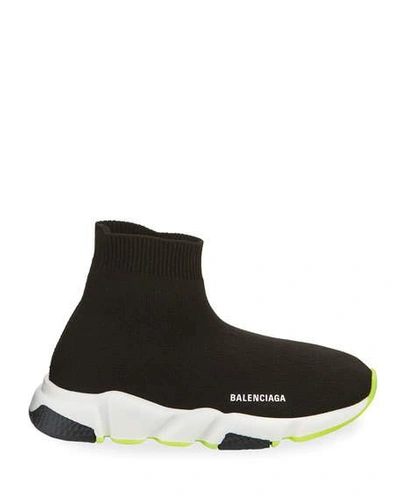 Shop Balenciaga Speed Sock Sneakers With Tricolor Sole, Toddler/kids In Black