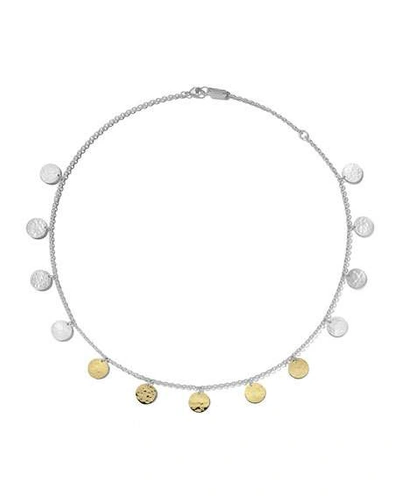 Shop Ippolita Classico Hammered Paillette Disc Necklace In Chimera Two-tone In Gray/yellow