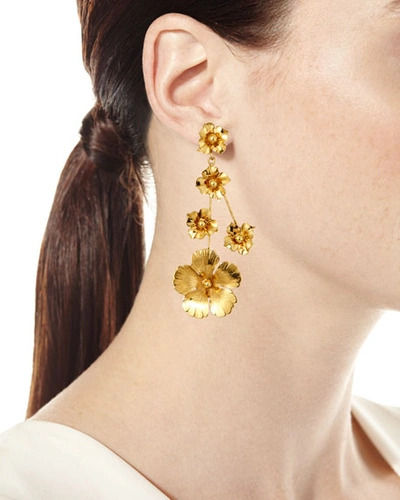 Shop Jennifer Behr Katherine Graduated Flower Earrings In Gold