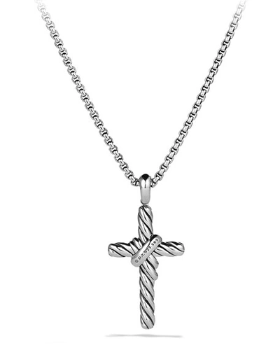 Shop David Yurman X Cross Necklace With Diamonds And 14k Gold In Two Tone