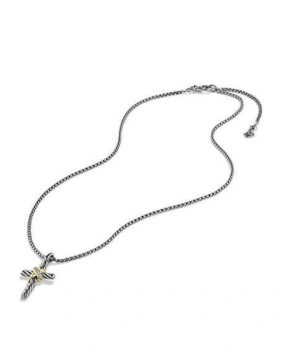 Shop David Yurman X Cross Necklace With Diamonds And 14k Gold In Two Tone