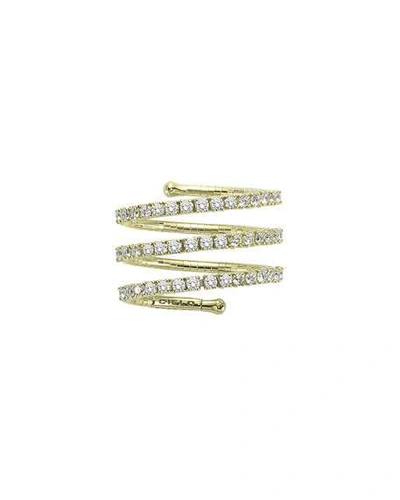 Shop Mattia Cielo 18k Yellow Gold 3-row Diamond Spiral Ring