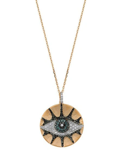 Shop Beegoddess Eye Light Multi-diamond Disc Pendant Necklace