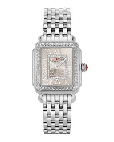 Shop Michele Deco Madison Mid Diamond Watch, Silver