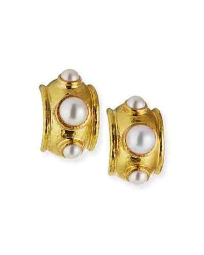 Shop Elizabeth Locke 19k Medium Vertical Oval Pearl Earrings
