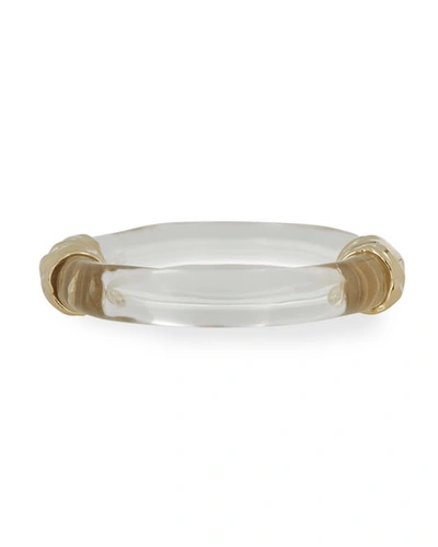 Shop Alexis Bittar Crumpled Metal Clasp Hinge Bracelet, Clear