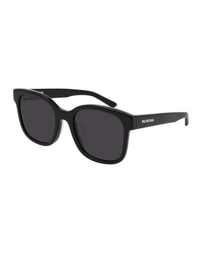 Shop Balenciaga Rectangle Acetate Sunglasses In Black