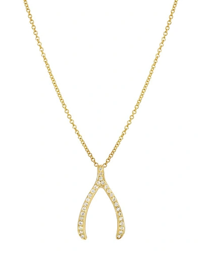 Shop Zoe Lev Jewelry Diamond Wishbone Necklace In Gold