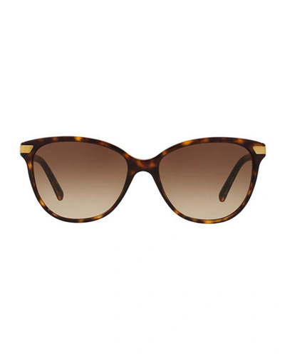 Shop Burberry Icon Stripe Cat-eye Sunglasses In Dk Havana