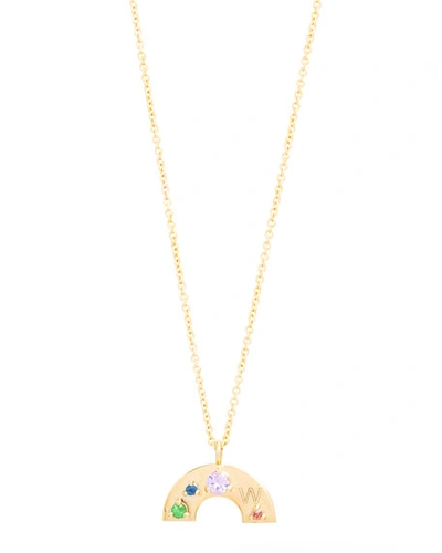 Shop Stone And Strand Personalized Rainbow Gemstone Necklace In Gold