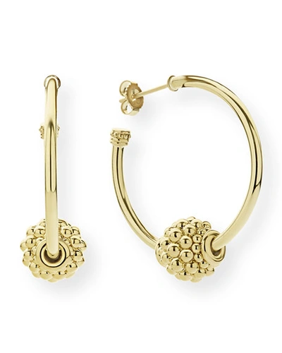 Shop Lagos Caviar 18k Gold Hoop Earrings, 30mm