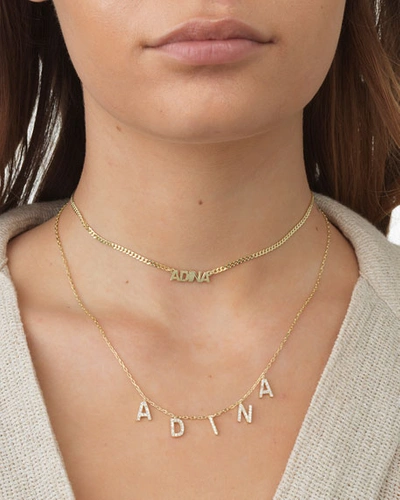 Shop Adinas Jewels Personalized Mini Nameplate Chain Choker Necklace In Gold Vermeil