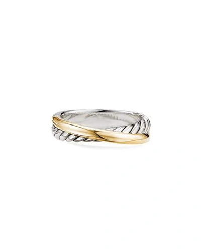 Shop David Yurman Crossover Ring W/ 18k Gold In Yellow/silver