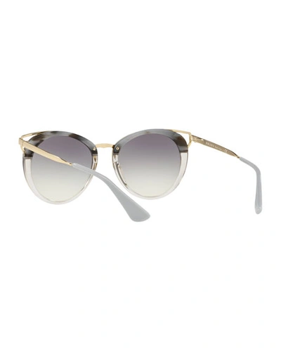 Shop Prada Cutout Round Sunglasses In Gray