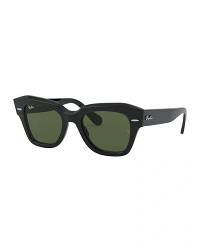Shop Ray Ban Square Acetate Sunglasses In Black