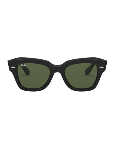 Shop Ray Ban Square Acetate Sunglasses In Black