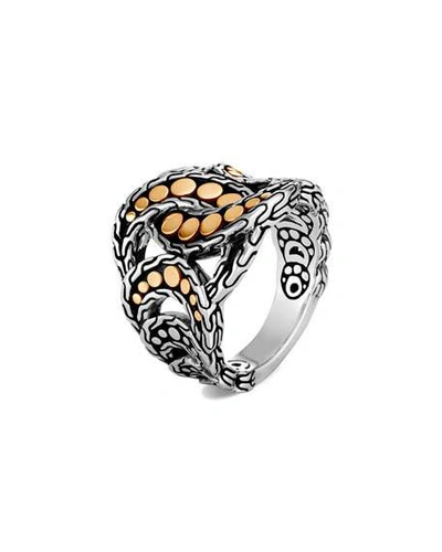 Shop John Hardy Dot Interlocking Ring W/ 18k Gold In Gold And Silver
