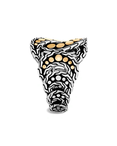 Shop John Hardy Dot Interlocking Ring W/ 18k Gold In Gold And Silver