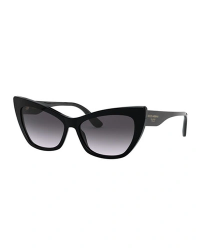 Shop Dolce & Gabbana Gradient Acetate Cat-eye Sunglasses In Black