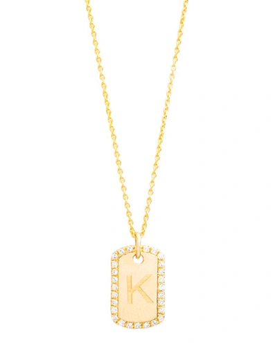 Shop Stone And Strand Tiny Diamond Dog Tag Necklace In Gold
